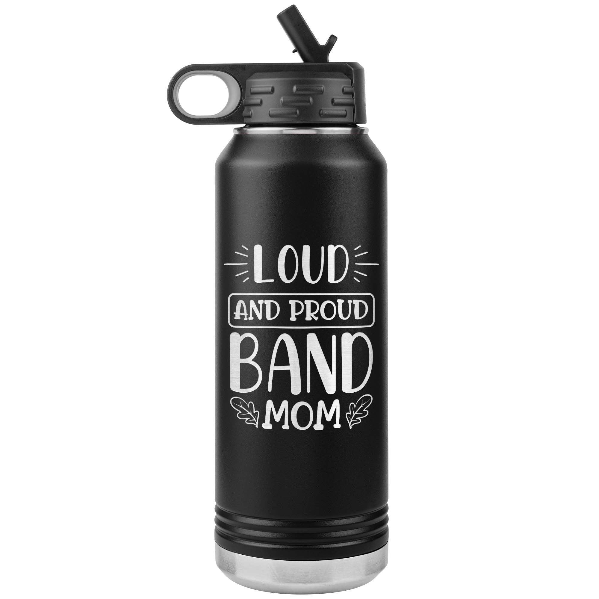 Band Mom Water Bottle | 32oz Insulated Stainless Steel Tumbler with Laser Engraved Personal Gift for Marching Band Moms, Travel Mug